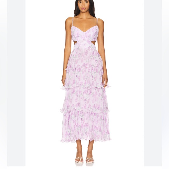 Lavender Jaiden Floral Tiered Dress by ASTR The Label- Size Medium - Picture 1 of 11